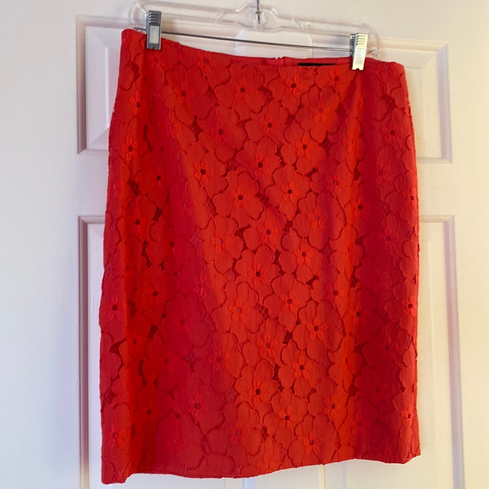 Ann Taylor Red Knee-Length Pencil Skirt boho